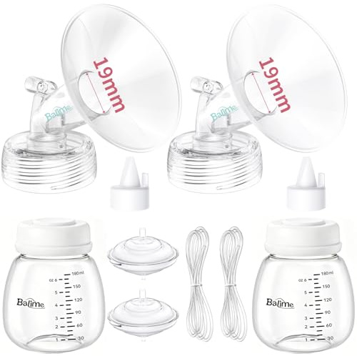 Breast Pump Parts Compatible with Spectra S1/S2/9 Plus, Not Original Accessories, Full Set Replacements Include 19mm Flanges, Valves, Backflow Protectors (Duckbills Included), Tubings and Bottles