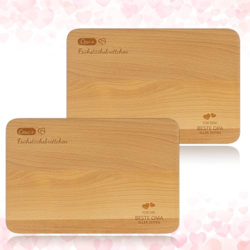 ANKUOFUA Muttertagsgeschenke Vatertagsgeschenk für Oma und Opa, 2er Frühstücksbrettchen mit Gravur Geburtstagsgeschenk für Oma Opa Brotzeitbrett Geschenk für Großeltern, Ideal für Mutter & Vatertag