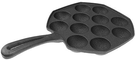 Alipis 12-Cavity Cast Iron Takoyaki Pan Non-Stick Grill Plate Octopus Maker for Home Kitchen Baking and Pancake Cooking