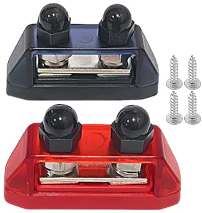 potentialausgleichsschiene - sammelschiene | stromschiene | M10-Sammelschienen mit abgedeckten Klemmen | klemmleiste Batterieklemmen-Verteilerblock, 2xStrombolzen-Sammelschienen für Auto, Marine, Boot