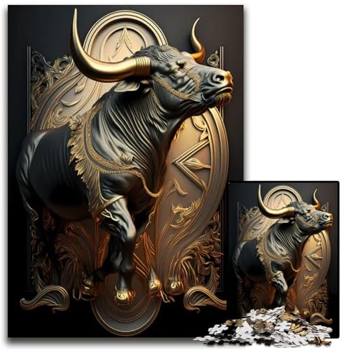 Bear Golden Art Deco Jigsaw Puzzles for Adults 1000 Piece Puzzles for Adults for Teenagers & Teens Ideal Birthday 1000 PCS(38x26cm)