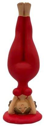 Gall&Zick Yoga Engel Kopfstand Figur in Rot – Handbemalte Resin Skulptur in Kopfstand-Pose, Dekofigur für Wohnzimmer, Yoga-Raum & Geschenkidee für Achtsamkeit & Entspannung (rot stehend)