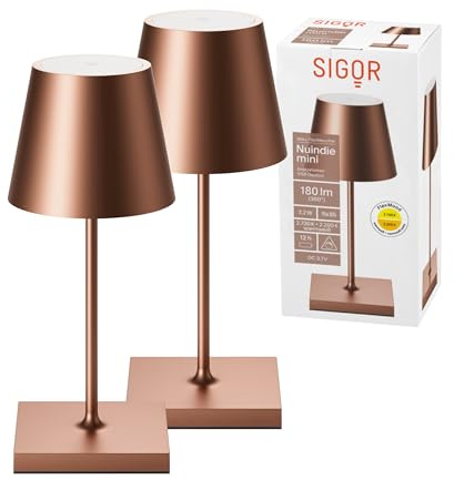 SIGOR Nuindie 2.0 mini Akku-Tischlampe, 2er-Set, bronzefarben