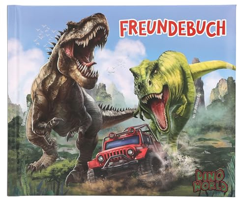 Depesche 13940 Dino World - Freundebuch mit Dinosaurier Motiv, Freundschaftsbuch mit 108 Seiten zum Eintragen und Verzieren, grün
