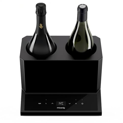 H.Koenig Weinkühler LVX28, 2 Flaschen, Weißwein, Rotwein, Rosé, Champagner, bis zu 9 cm Durchmesser, einstellbare Temperatur von 5 °C bis 18 °C, digitale Steuerung, thermoelektrisches System, 87 W