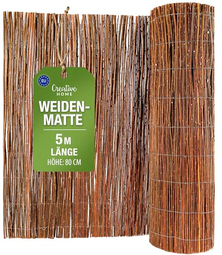 Creative Home Weidenmatte Balkon Sichtschutz Weide 80 x 500 cm (H x L) | Sichtschutz Zaun | Sichtschutzmatte Garten | Sonnenschutz Balkon Windschutz Terrasse Gartenzaun