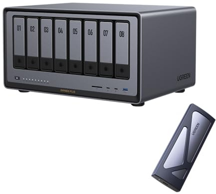 UGREEN NASync DXP8800 Plus 8-Bay NAS + M.2 NVMe Enclosure, Intel i5 1235U 10-Core,8GB DDR5,128G SSD,2×10GbE,2×M.2,8K HDMI,2×TBT4 |10Gbps Aluminum Tool-Free,USB3.2 Gen2,UASP&TRIM