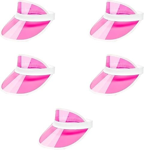 80s Retro Pink Sun Visor 5-Pack: Stylish Unisex Performance Set Key Features