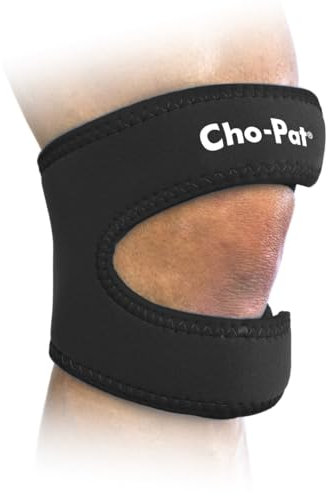 Cho-Pat grande negro doble acción rodilla correa, Large, (16-18)