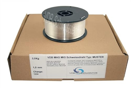 Schweißdraht MIG Aluminium ALMG-5-1,0 mm Spule - D100-3.3556 - 0,5 Kg | Alu Schweißzusatz ER 5356 Drahtelektrode auf Rolle