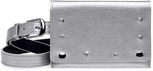 Caspar TS1063 kleine elegante Damen Gürteltasche mit Gürtel, Farbe:silber, Gürtelgröße:M [Körperumfang 76-88 cm]