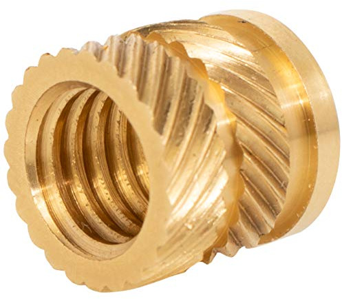 Pressure Fit Brass Threaded Inserts 3/8 inch by 16 tpi Internal Threads with Opposing Angle Outside Grooves Ideal for Wood Turners Contractors Furniture Building and General Home Use Pack of 10