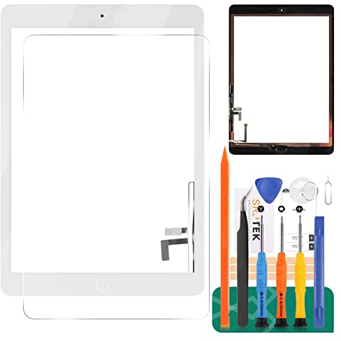 Pour IPad 9.7 2017 Écran Tactile 5 Génération Capteur Numériseur A1822 Écran Tactile Verre Compatible Avec Le Modèle A1822 A1823 Pièces De Rechange Avec Bouton Home(Non inclus LCD Not Fit Air1)(Blanc）