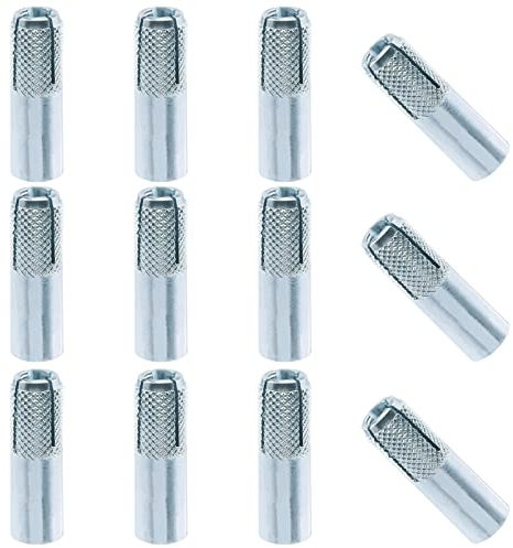 Swpeet 12Pcs 3/8 Inch Premium Zinc Plated Carbon Steel Concrete Knurled Drop in Anchors Assortment Kit, Expansion Screws Internal Forced Expansion Bolts for Solid Concrete