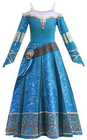 Lito Angels Prinzessin Merida Kleid Kostüm Verkleidung für Kinder Mädchen Größe 10-11 Jahre 146, Blau (Tag-Nummer 140)