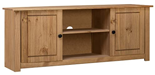 homiuse TV-Schrank 120x40x50 cm Massivholz Panama-Kiefer Kommode Sideboard Lowboard Tv Board Tv Lowboard Fernsehtisch Fernsehschrank Tv Bank Tv Kommode Industrial MöBel 2 Türen&2 Fächern
