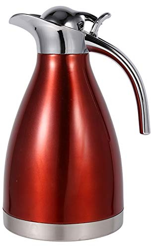 Jerliflyer Cafetière, Carafe Airpot Isotherme Thermos Urne en Acier Inoxydable Vide Thermique Pot Flacon pour Café, Eau Chaude, Thé, Boisson(1.5L-Rouge)