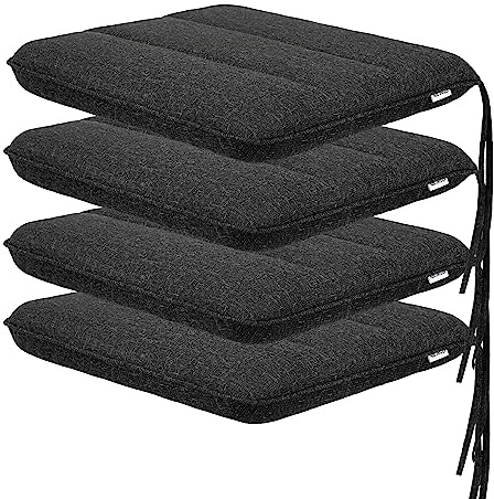 HOBBYGARDEN Set 4 Outdoor & Indoor Sitzkissen 50x43 cm Schwarz | Wetterfeste Sitzpolster für Gartenstühle, Palettenkissen, Liege & Balkon | Bequeme Outdoor Kissen Gartenmöbel
