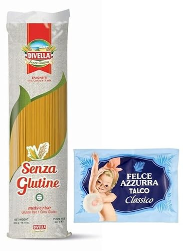 30er-Pack Divella Glutenfreie Pasta Spaghetti mit Maismehl und Reis Senza Glutine,Glutenfreienudeln 400g + 1er-Pack Kostenlos Felce Azzurra Talkumpuder, 100g-Beutel