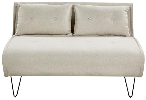 Beliani 2-Sitzer Sofa Stoffbezug Hellbeige mit Schlaffunktion Kissen Metallfüße Vestfold