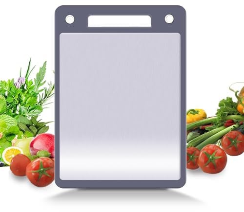 BAOWUABJ 42x28cm Stainless Steel Chopping Boards, 304 Stainless Steel Cutting Boards for Kitchen, Extra Large Two-Sided Cutting Board, Dishwasher Safe Chopping Board for Meat, Fruit, Vegetables
