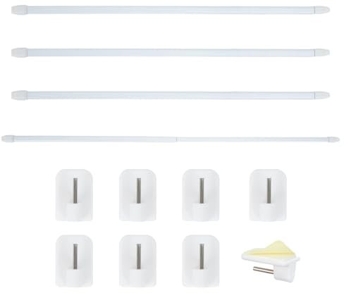 Minnhua 4PCS Bastone Tenda Estensibile 40-70cm Senza Foratura Asta per Tenda Regolabile con 8pcs Ganci Adesivi per Tende per Finestre Negozio Armadio Cucina Bagno