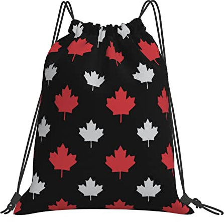 Rucksack mit Kanada-Flagge, Kordelzug, Rucksack, Sport, Turnbeutel für Damen und Herren, Rucksäcke, Schwimmtasche für Strand, Schwarz , One size