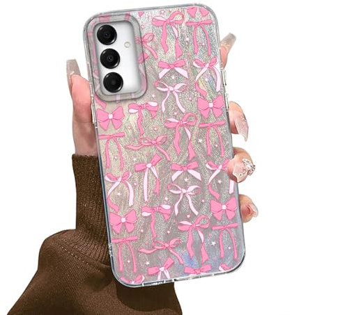 Tedyhulle Coque pour Samsung Galaxy A55 5G, Etui avec nœud Papillon Rose Mignon Motif, Fine Souple TPU Bumper Antidérapante Antichoc Protège Housse Femme Fille Elégante Paillette Case Cover