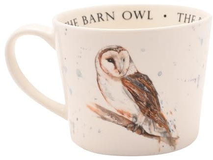 Widdop and Co Meg Hawkins Ceramic Mug – Owl Design | Watercolour Wildlife Illustration Cup for Everyday Use and Countryside Inspired Gifting - 390ml
