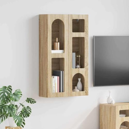Ziaphsol Hängeschrank Sonoma-Eiche 59x20x100 cm, Holzwerkstoff, Wandmontage, Stauraum, für Küche, Bad, Flur, vielseitig, langlebig