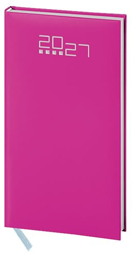 Mini Wochenplaner 2027 Taschenkalender 8 x 15 cm – Taschenkalender 148 Seiten aus gepolstertem Gummi – mehrsprachige Ausgabe mit Adressbuch und Karten, ideal für Arbeit und Termine (Fuchsia 8 x 15)
