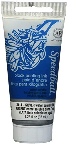 Speedball SPD-3414 Water Soluble Block Printing Ink, Silver, 1.3 oz