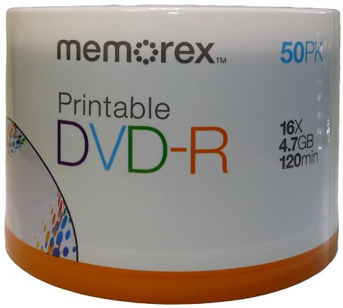 Memorex 4,7 GB/16 x bedruckbar DVD-R Amtsheftung Spindel (Auslaufmodell)