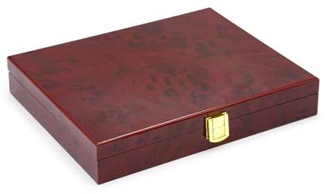 SAFE 5797 Wurzelholz Münzkassette Premium | inkl 3 samtblaue Tableaus für 60 Stück 10€/20€-Münzen in Dosen | Format: 258 x 205 x 45 mm