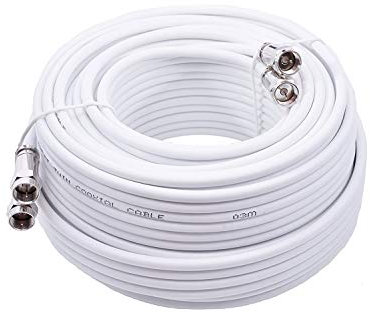 MAST DIGITAL YCAB03D Smedz Twin Satellite Shotgun Coax Cable Extension Kit with Premium Fitted Compression F Connectors for Sky Q, Sky HD, Freesat - White, 50 m