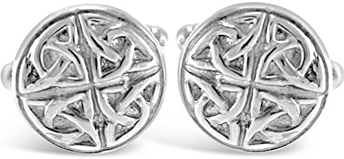 Alexander Castle 925 Sterling Silber keltische Manschettenknöpfe für Männer – Runde 15mm keltische Trinity-Manschettenknöpfe mit Schmuck-Geschenkbox