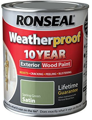 Ronseal Weatherproof 10 Year Exterior Wood Paint Satin 750ml Spring Green