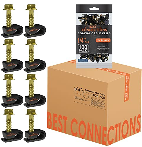 1000 Stück schwarz Single Schraube Flex Clips für RG59 RG6 CO AX SAT-Kabel