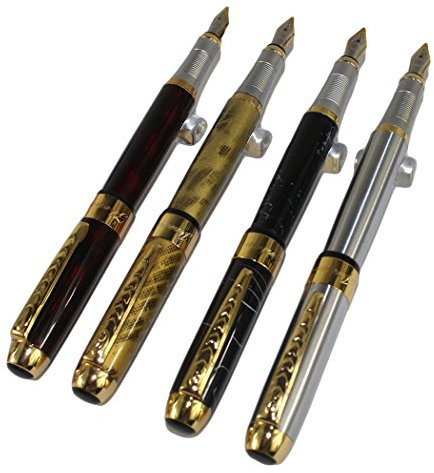 4 pcs in Gullor 250 fountain pen in 4 colours with original pen pouch and 5 colours ink cartridge set 4 color(A) + ink