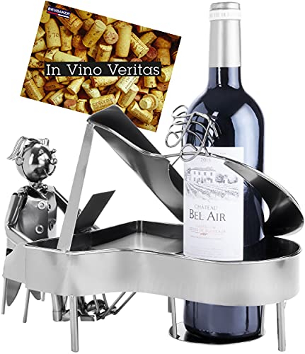 BRUBAKER Wein Flaschenhalter Pianist Klavierspieler Metall Skulptur mit Geschenkkarte