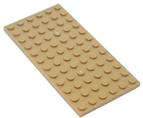 LEGO Parts and Pieces: Dark Tan (Sand Yellow) 6x12 (1.8x3.6) Plate x4