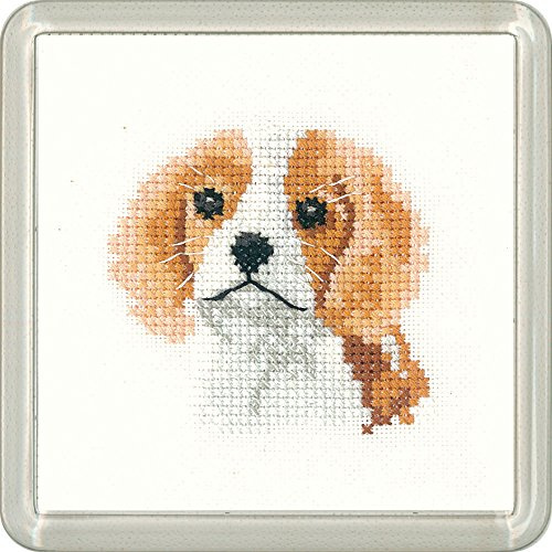 Heritage Crafts Spaniel Puppy - Little Friends Coaster Cross Stitch Kit
