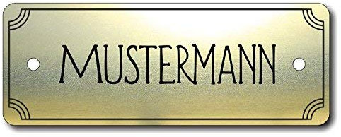 Türschild, Briefkastenschild, Klingelschild, 70-300-004 Acryl, Oberfläche gold gebürstet oder Edelstahl gebürstet, individuell anpassbar