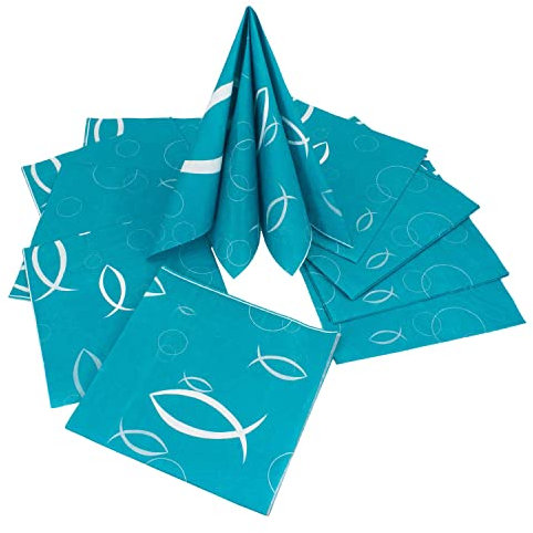 Oblique Unique® 20 Fisch Servietten Kommunion Taufe Konfirmation Weihnachten Türkis Taufdeko Deko Tischdeko