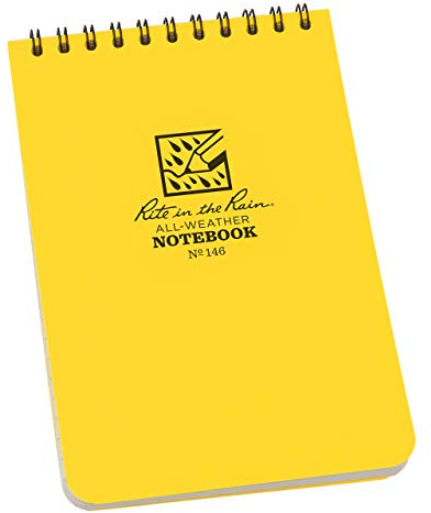 Rite in the Rain Weatherproof 4 x 6 Top Spiral Notebooks, Yellow Cover, Universal Pattern, 6 Pack (No. 146L6)
