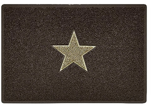Nicoman STAR Door Mat|Entrance Barrier Dirt-Trapper Floor Mat|Patio Garden Conservatory Doormat|Indoor Outdoor Matt|Brown with Beige Star,Large 90x60cm/3x2ft