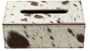 Mars & More - Taschentuchspender - Kosmetiktuchspender - Kuhfell - braun/Weiss - Leder/Samt - 25 x 14 x 9cm