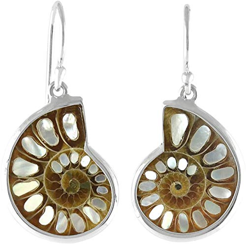 Starborn Ammonit mit Perlmutt Inlay Ohrringe in Sterling Silber