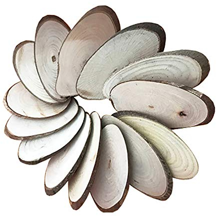 POFET 10 fette di legno naturale, ovali, 8-9 cm, fette rustiche di corteccia di albero, disco di tronco stagionato, centrotavola fai da te, decorazioni natalizie