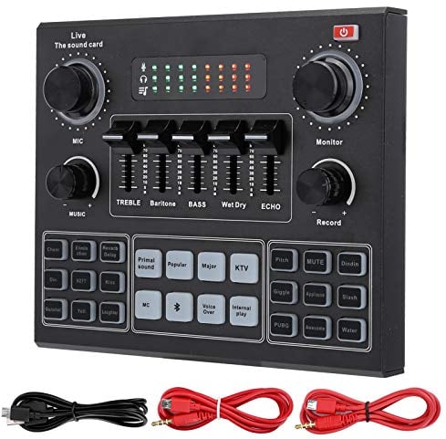 Stereo-Audio-Mixer, V9-Bluetooth-Soundkarte Stereo-Audio-Mixer, professioneller Audio-Mixer Soundkarte USB, Bluetooth, digitaler MP3-Computer-Audio-Mixer für Computerspiele Handy-Live-Übertragung